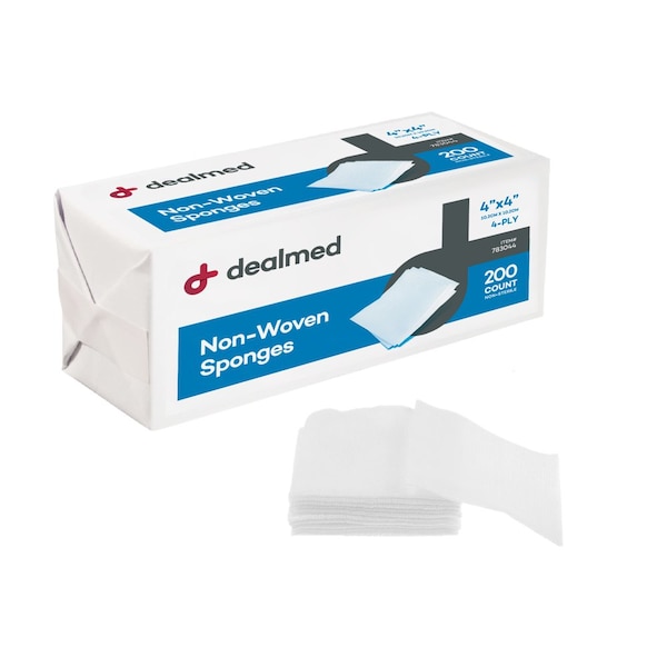 Dealmed Gauze Pads, N/S, Non Woven, 4" X 4", 4 Ply, 200/Bx, 10/Cs, 2000PK 783044 - main